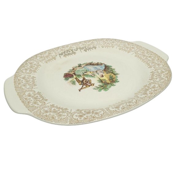 American Limoges Serenade Triumph China Do'r Serving Platter 22K Gold Trim USA - Picture 4 of 11